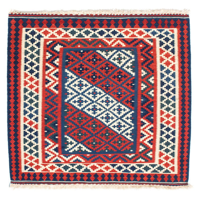 Alfombra Kelim - Oriental cuadrado  - 100 x 95 cm - azul oscuro