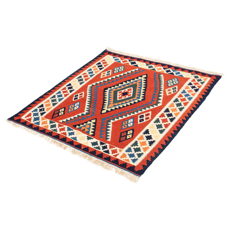 Alfombra Kelim - Oriental cuadrado  - 102 x 98 cm - rojo oscuro