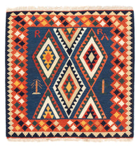 Alfombra Kelim - Oriental cuadrado  - 100 x 98 cm - azul oscuro