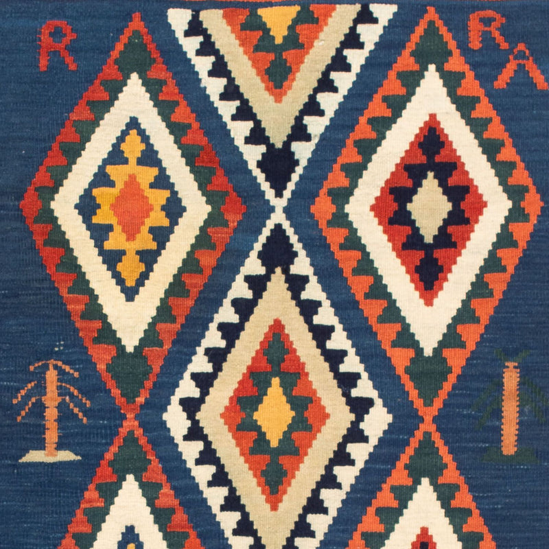 Alfombra Kelim - Oriental cuadrado  - 100 x 98 cm - azul oscuro