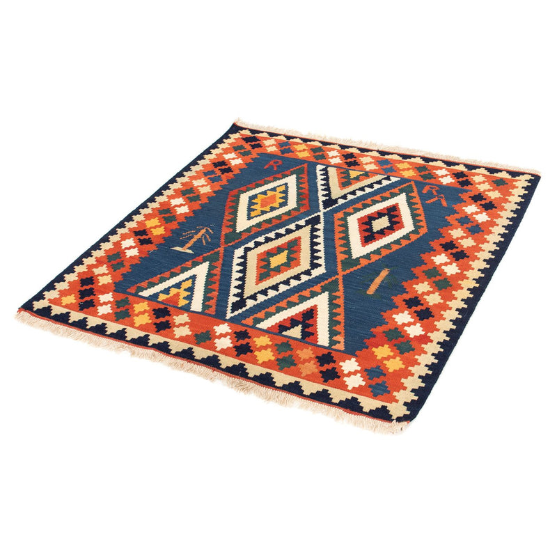 Alfombra Kelim - Oriental cuadrado  - 100 x 98 cm - azul oscuro