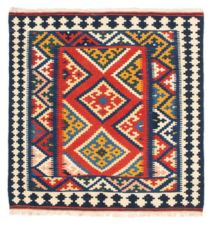 Alfombra Kelim - Oriental cuadrado  - 107 x 103 cm - rojo