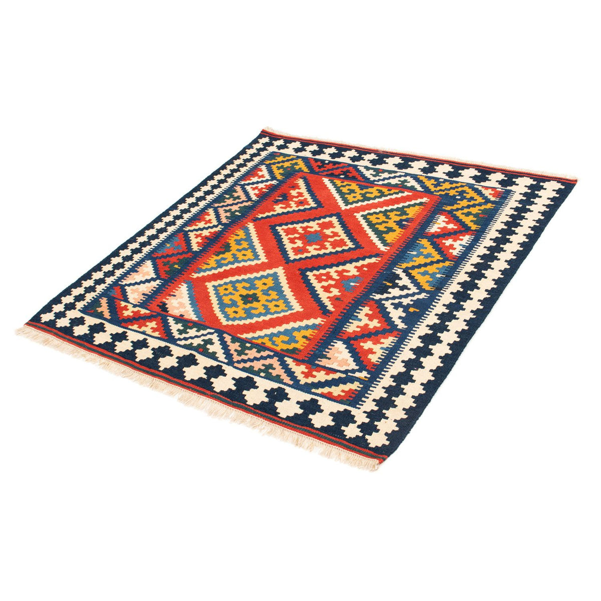 Alfombra Kelim - Oriental cuadrado  - 107 x 103 cm - rojo