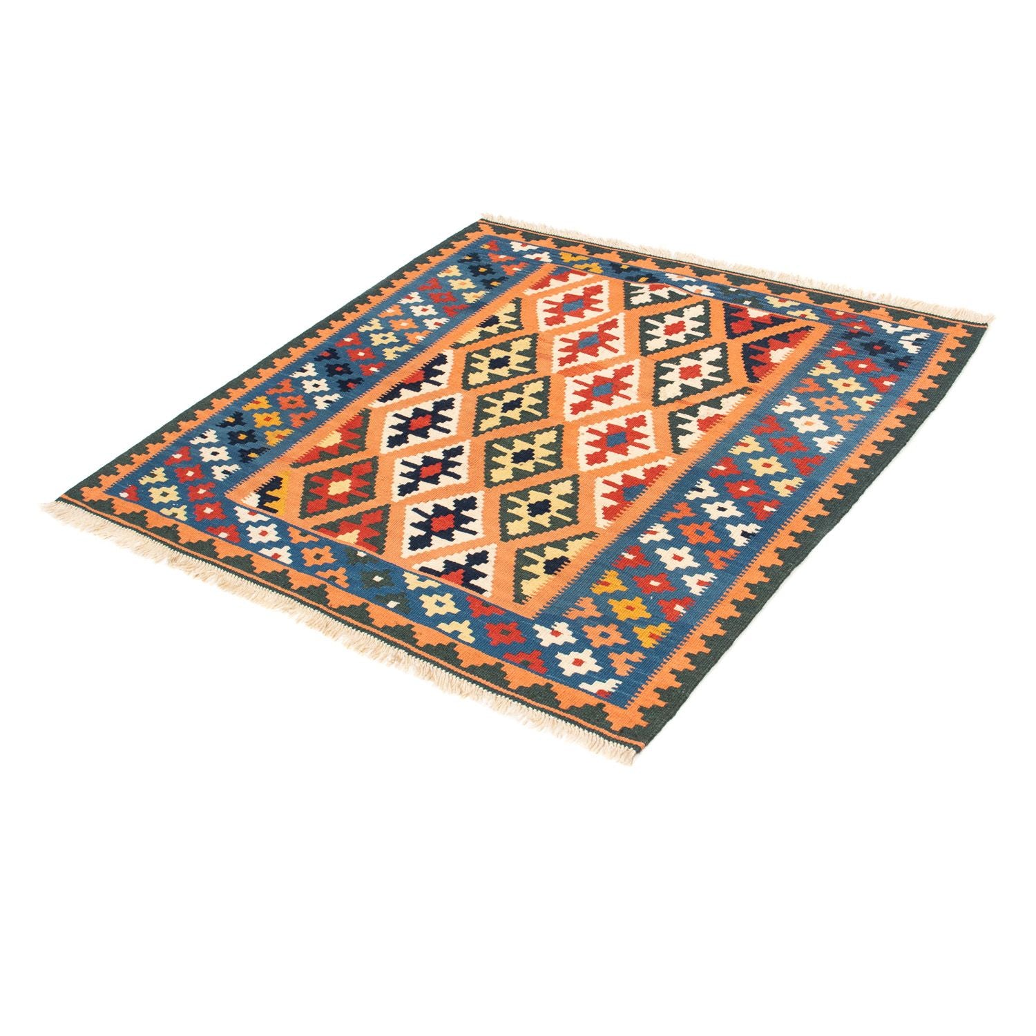 Alfombra Kelim - Oriental cuadrado  - 103 x 100 cm - marrón claro