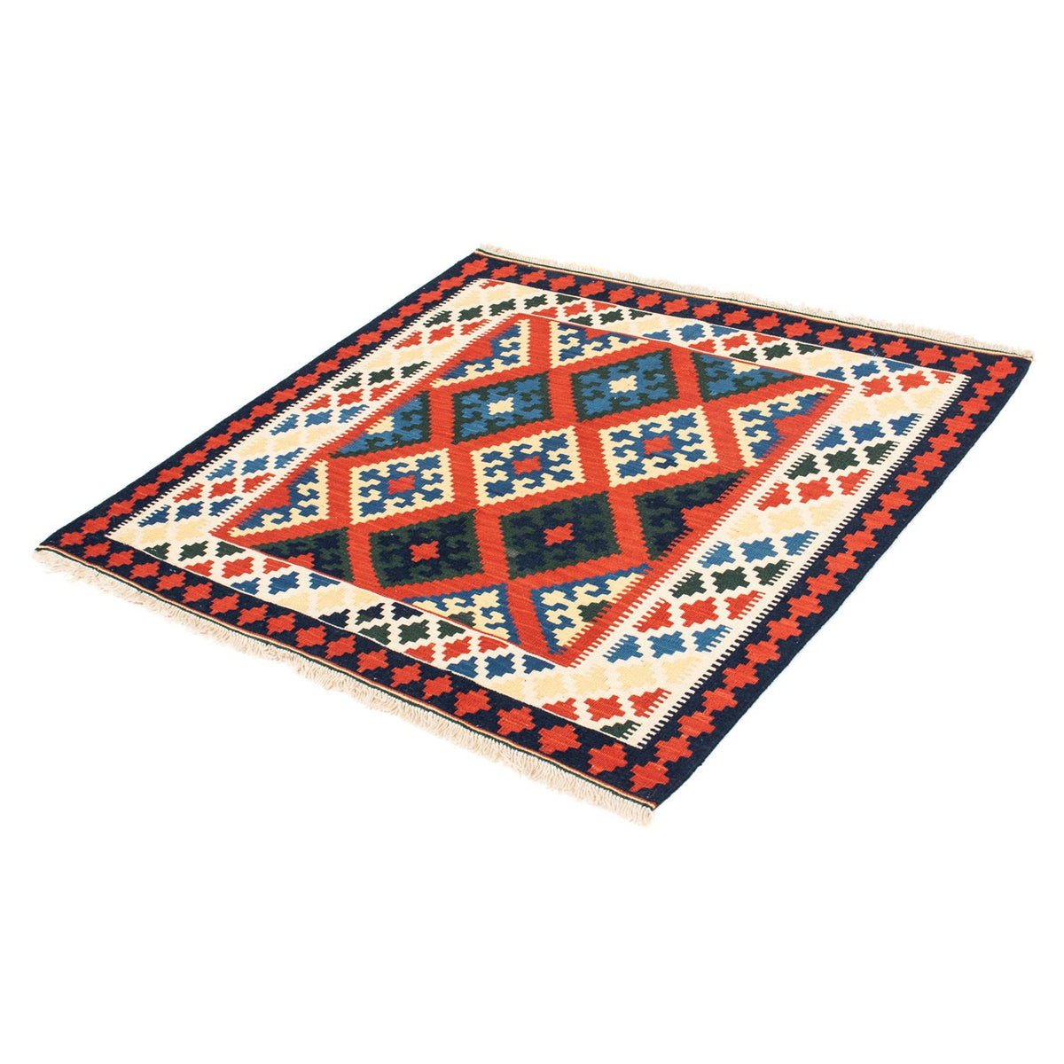 Alfombra Kelim - Oriental cuadrado  - 105 x 103 cm - rojo oscuro