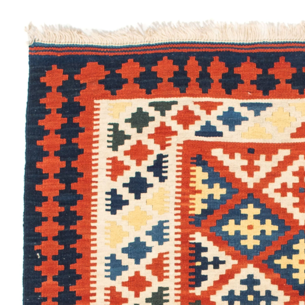 Alfombra Kelim - Oriental cuadrado  - 107 x 100 cm - rojo oscuro