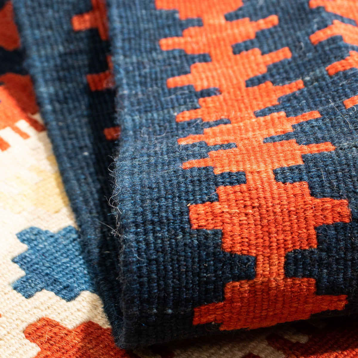 Alfombra Kelim - Oriental cuadrado  - 107 x 100 cm - rojo oscuro