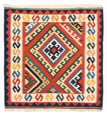 Alfombra Kelim - Oriental cuadrado  - 103 x 102 cm - rojo oscuro