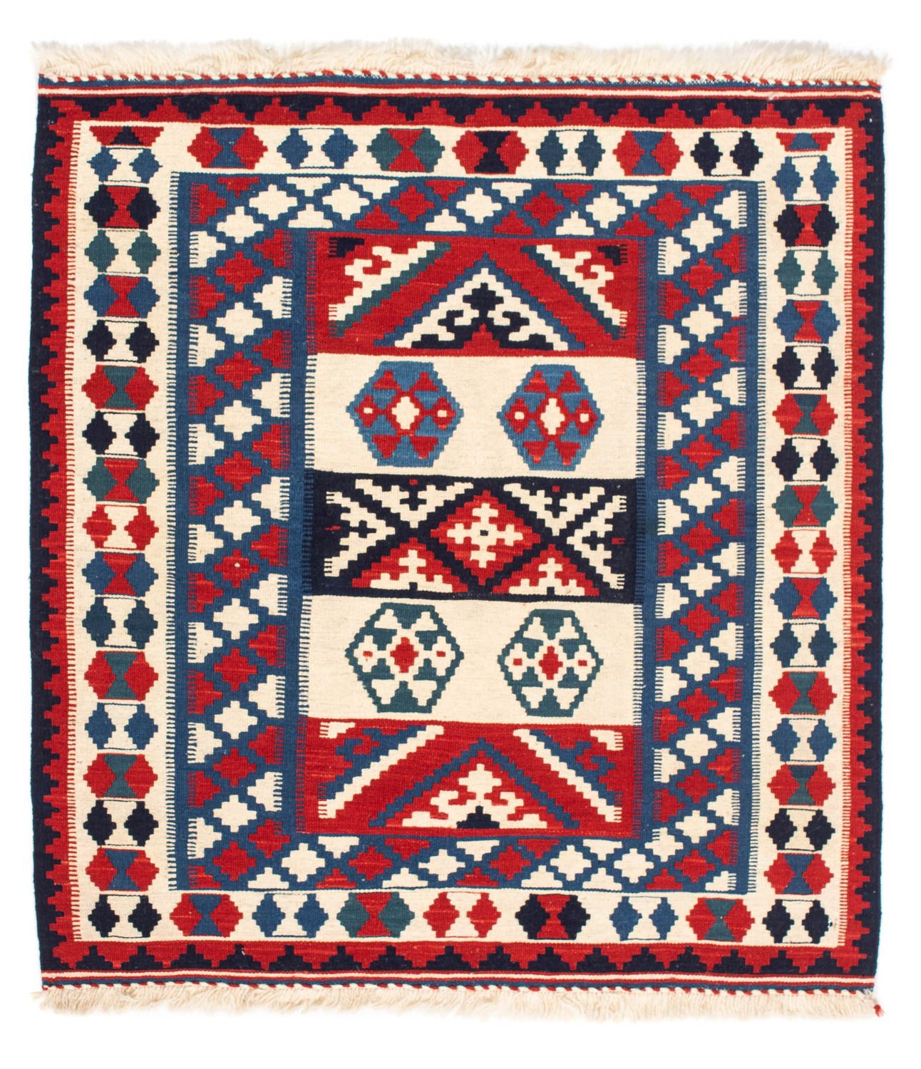 Alfombra Kelim - Oriental cuadrado  - 105 x 102 cm - azul oscuro