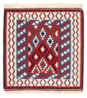 Alfombra Kelim - Oriental cuadrado  - 106 x 103 cm - rojo oscuro