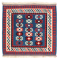 Alfombra Kelim - Oriental cuadrado  - 100 x 98 cm - azul oscuro