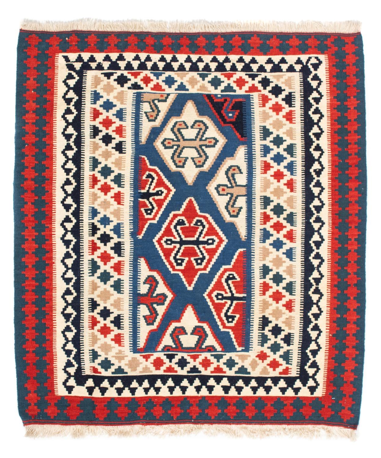 Alfombra Kelim - Oriental cuadrado  - 125 x 110 cm - azul
