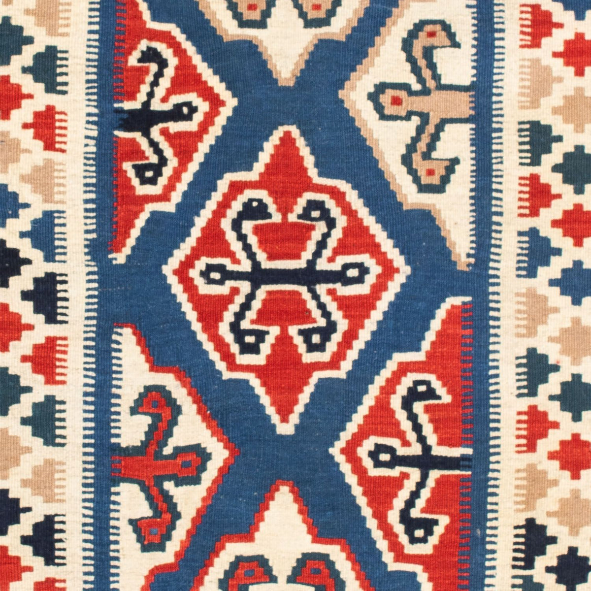 Alfombra Kelim - Oriental cuadrado  - 125 x 110 cm - azul