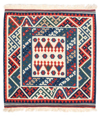 Alfombra Kelim - Oriental cuadrado  - 117 x 102 cm - azul oscuro