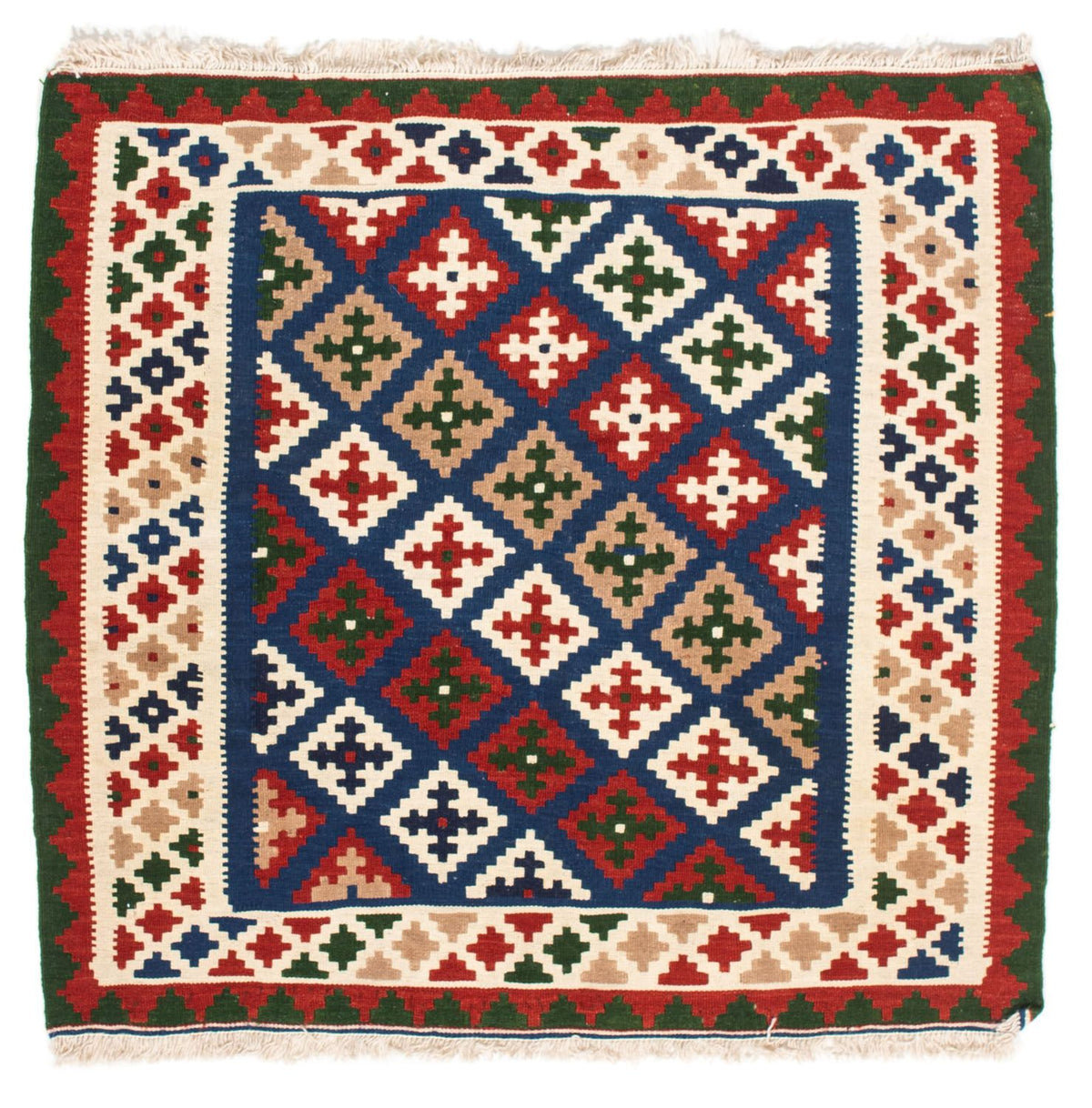 Alfombra Kelim - Oriental cuadrado  - 103 x 100 cm - azul oscuro