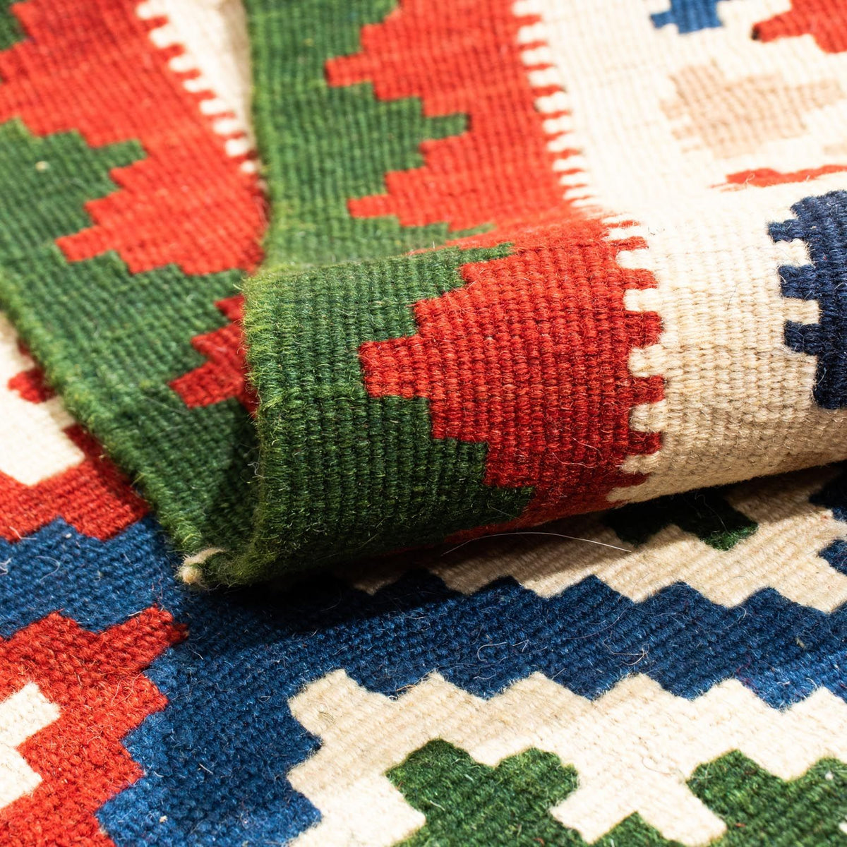 Alfombra Kelim - Oriental cuadrado  - 103 x 100 cm - azul oscuro