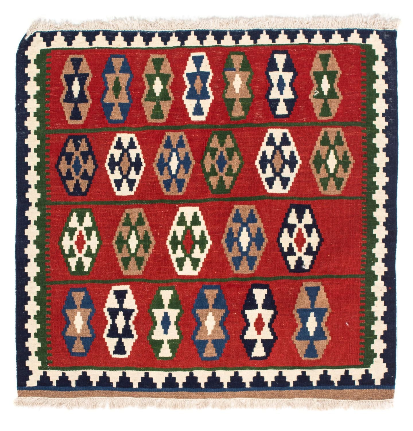 Alfombra Kelim - Oriental cuadrado  - 100 x 98 cm - rojo oscuro