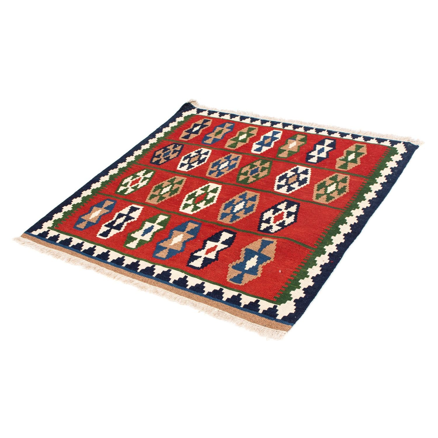 Alfombra Kelim - Oriental cuadrado  - 100 x 98 cm - rojo oscuro