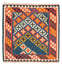 Alfombra Kelim - Oriental cuadrado  - 104 x 100 cm - azul oscuro