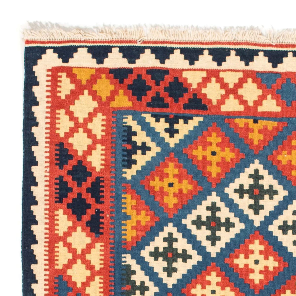 Alfombra Kelim - Oriental cuadrado  - 104 x 100 cm - azul oscuro