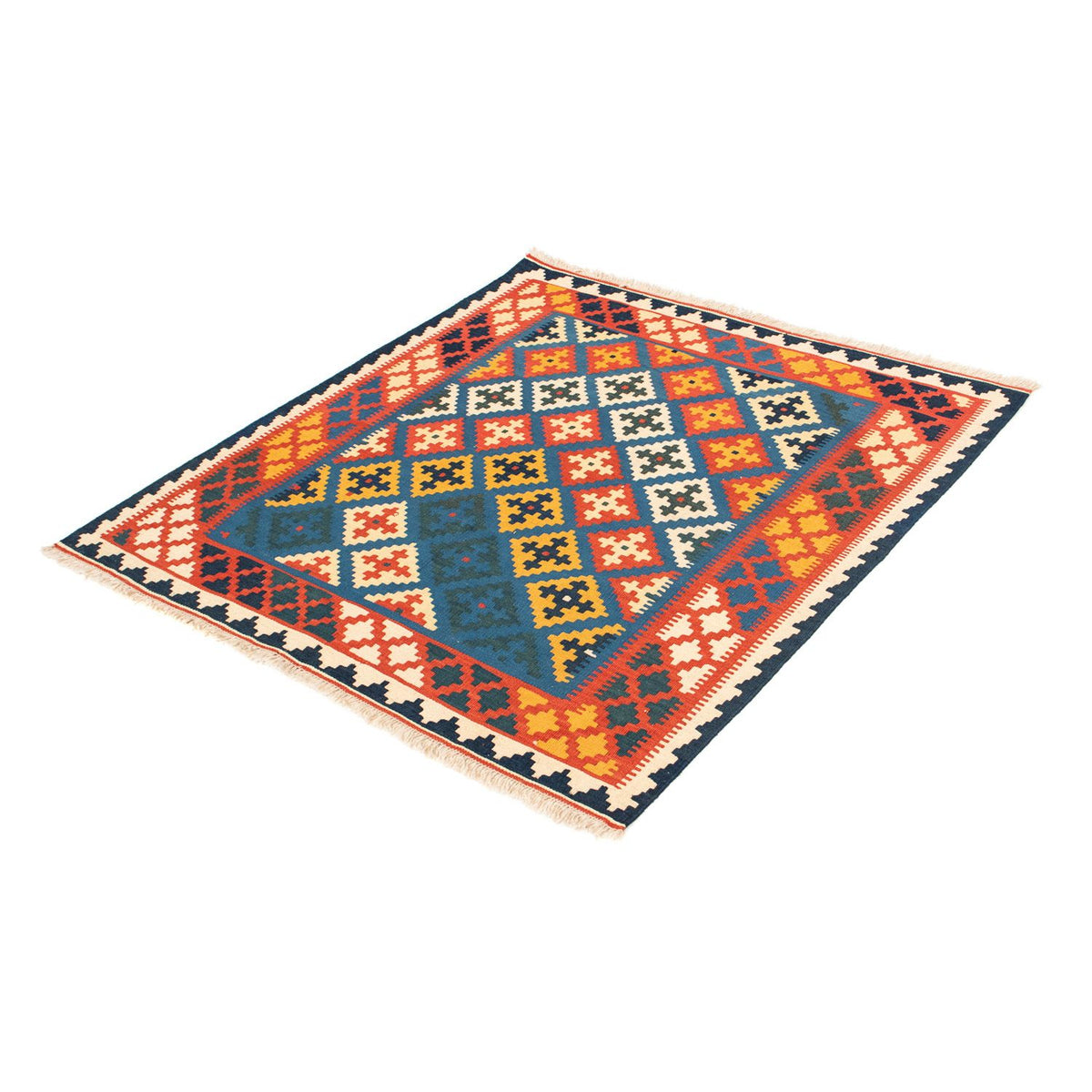 Alfombra Kelim - Oriental cuadrado  - 104 x 100 cm - azul oscuro