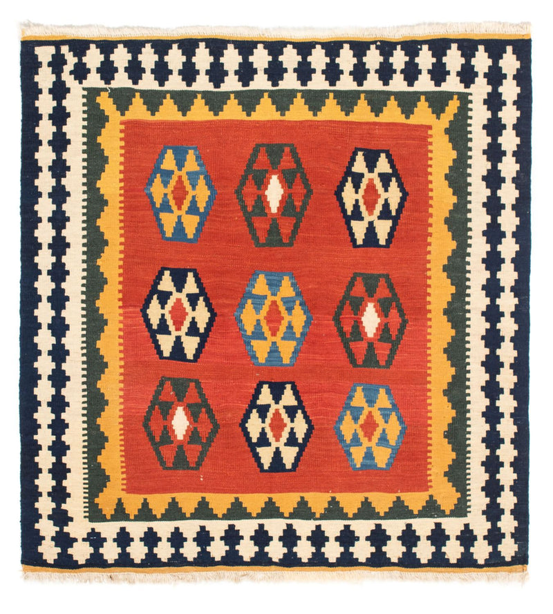 Alfombra Kelim - Oriental cuadrado  - 105 x 100 cm - rojo oscuro