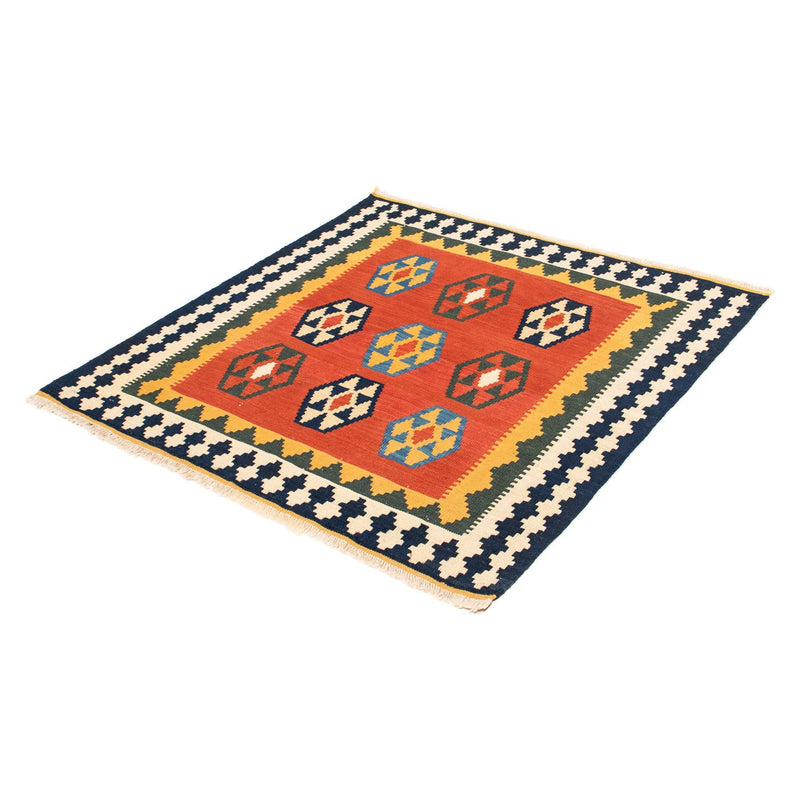 Alfombra Kelim - Oriental cuadrado  - 105 x 100 cm - rojo oscuro