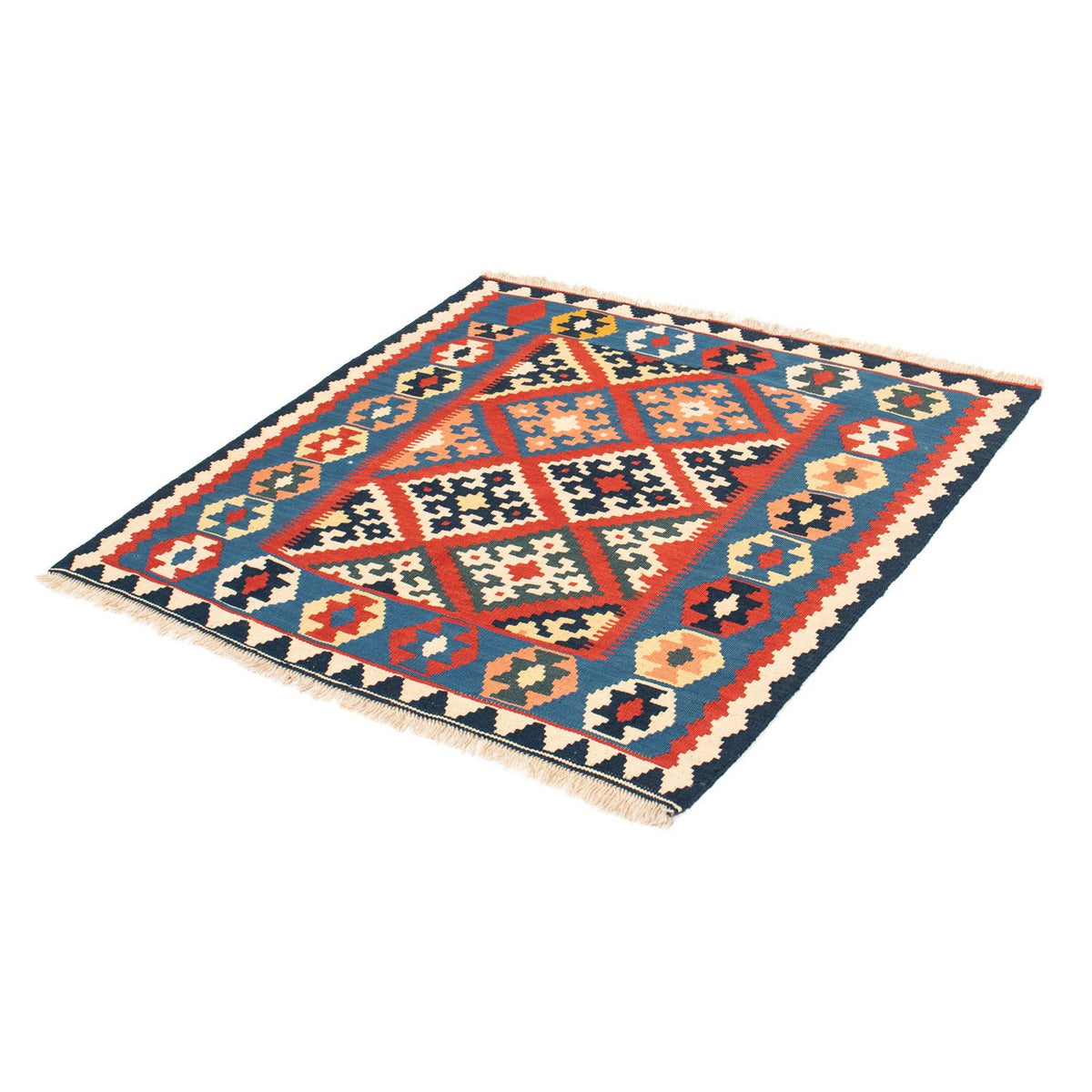 Alfombra Kelim - Oriental cuadrado  - 105 x 101 cm - rojo oscuro