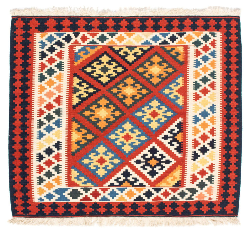 Alfombra Kelim - Oriental cuadrado  - 101 x 93 cm - rojo oscuro