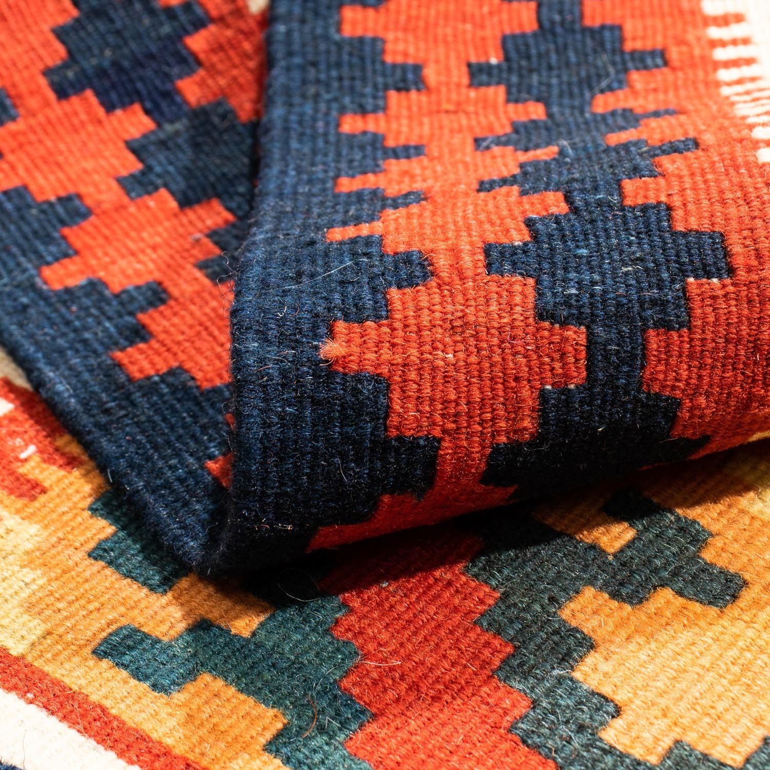 Alfombra Kelim - Oriental cuadrado  - 101 x 93 cm - rojo oscuro