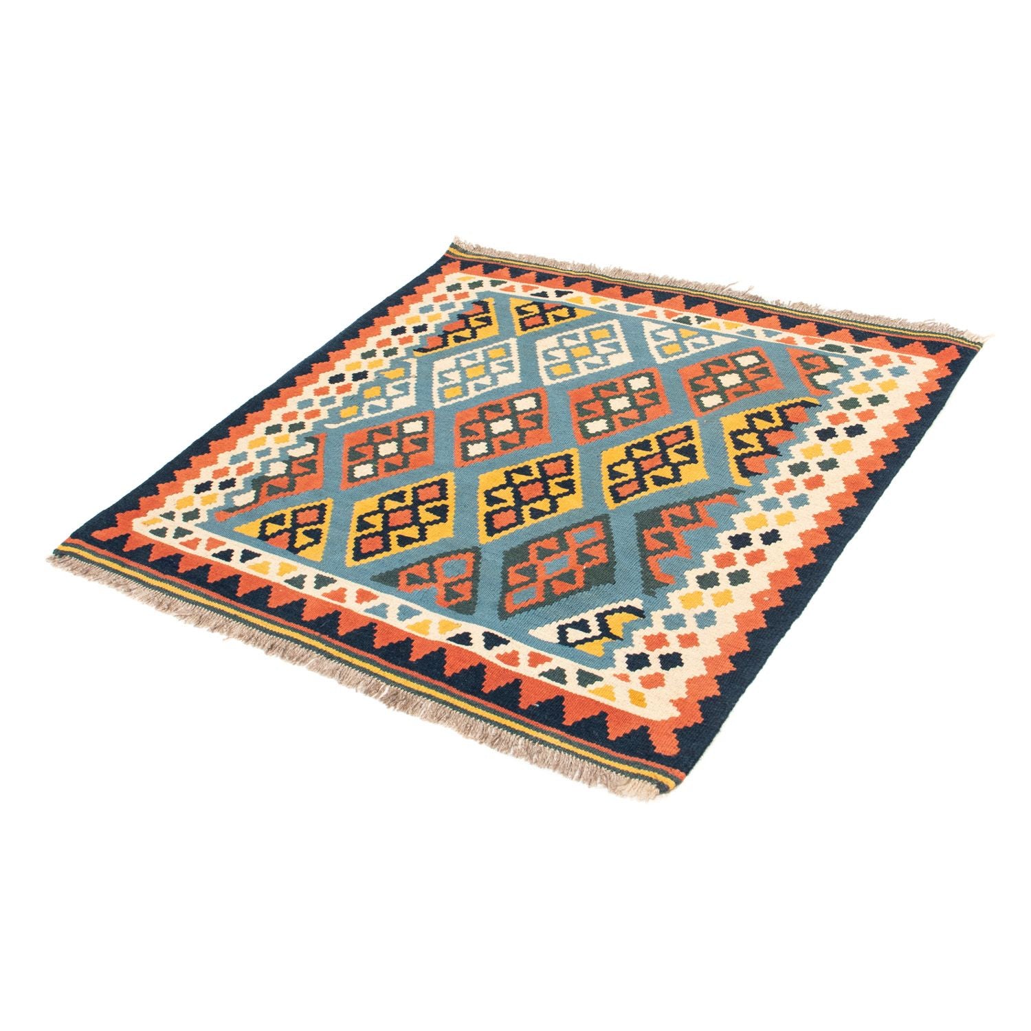 Alfombra Kelim - Oriental cuadrado  - 100 x 98 cm - azul claro
