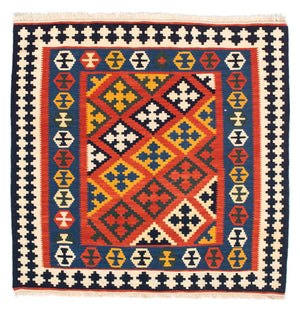 Alfombra Kelim - Oriental cuadrado  - 107 x 105 cm - rojo