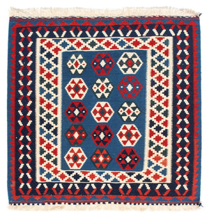 Alfombra Kelim - Oriental cuadrado  - 102 x 100 cm - azul
