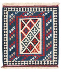Alfombra Kelim - Oriental cuadrado  - 108 x 103 cm - azul