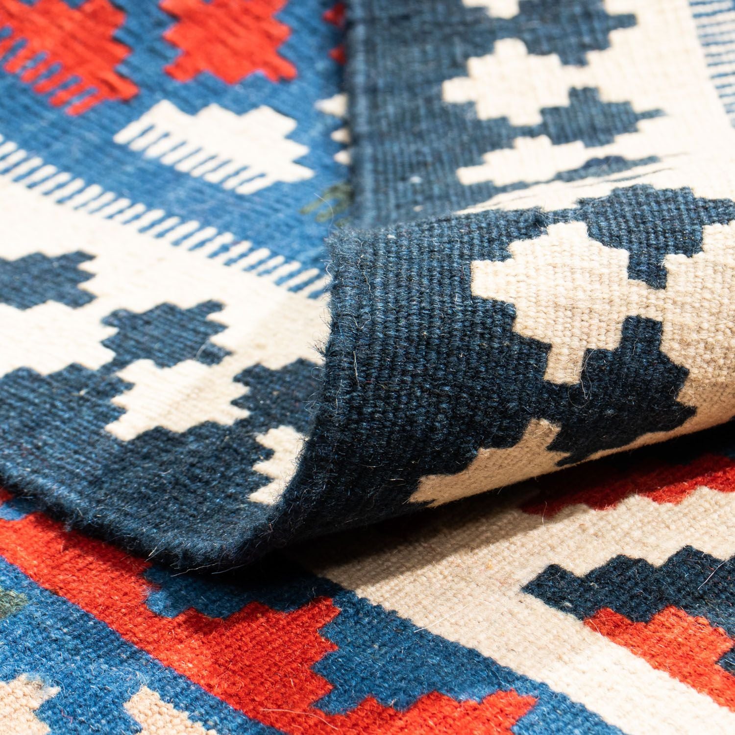 Alfombra Kelim - Oriental cuadrado  - 108 x 103 cm - azul