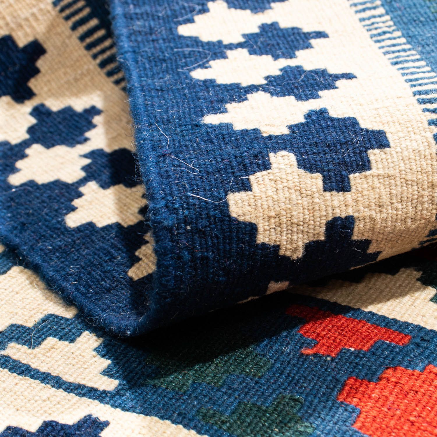 Alfombra Kelim - Oriental cuadrado  - 104 x 98 cm - azul