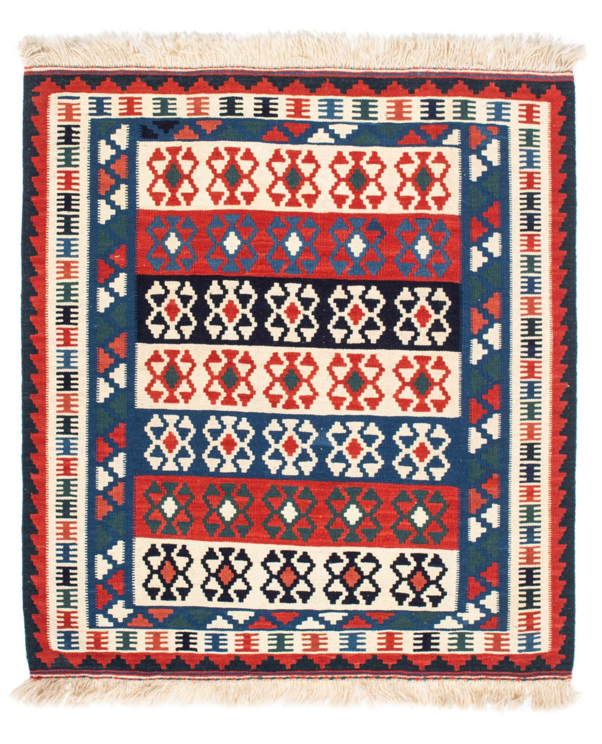 Alfombra Kelim - Oriental cuadrado  - 110 x 100 cm - azul