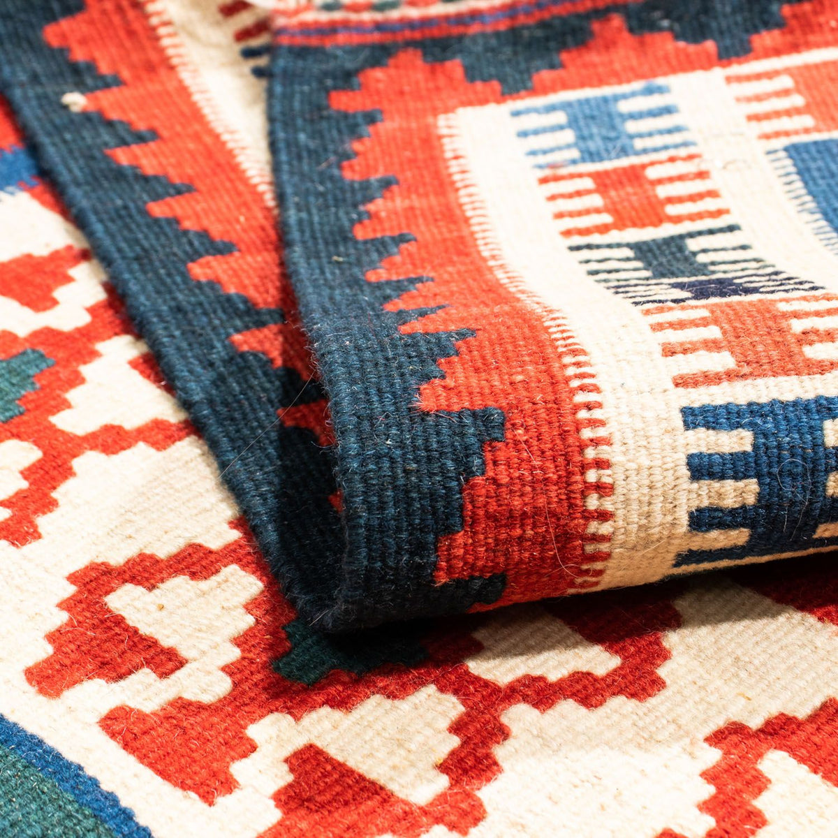 Alfombra Kelim - Oriental cuadrado  - 110 x 100 cm - azul