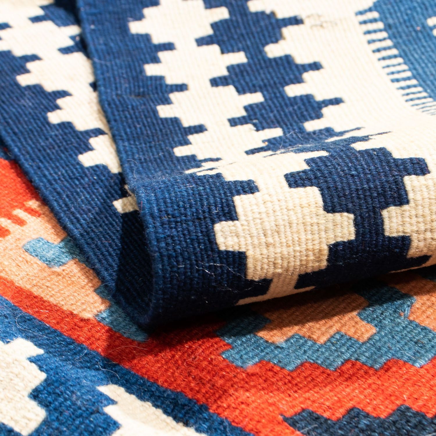 Alfombra Kelim - Oriental cuadrado  - 118 x 102 cm - azul