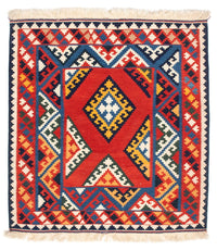 Alfombra Kelim - Oriental cuadrado  - 113 x 110 cm - rojo