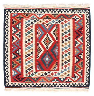 Alfombra Kelim - Oriental cuadrado  - 108 x 105 cm - rojo