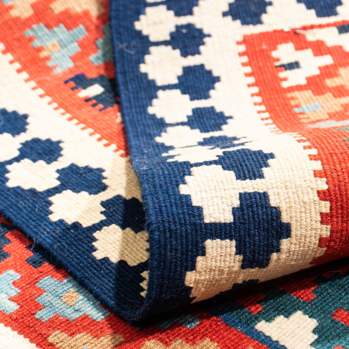 Alfombra Kelim - Oriental cuadrado  - 108 x 101 cm - rojo