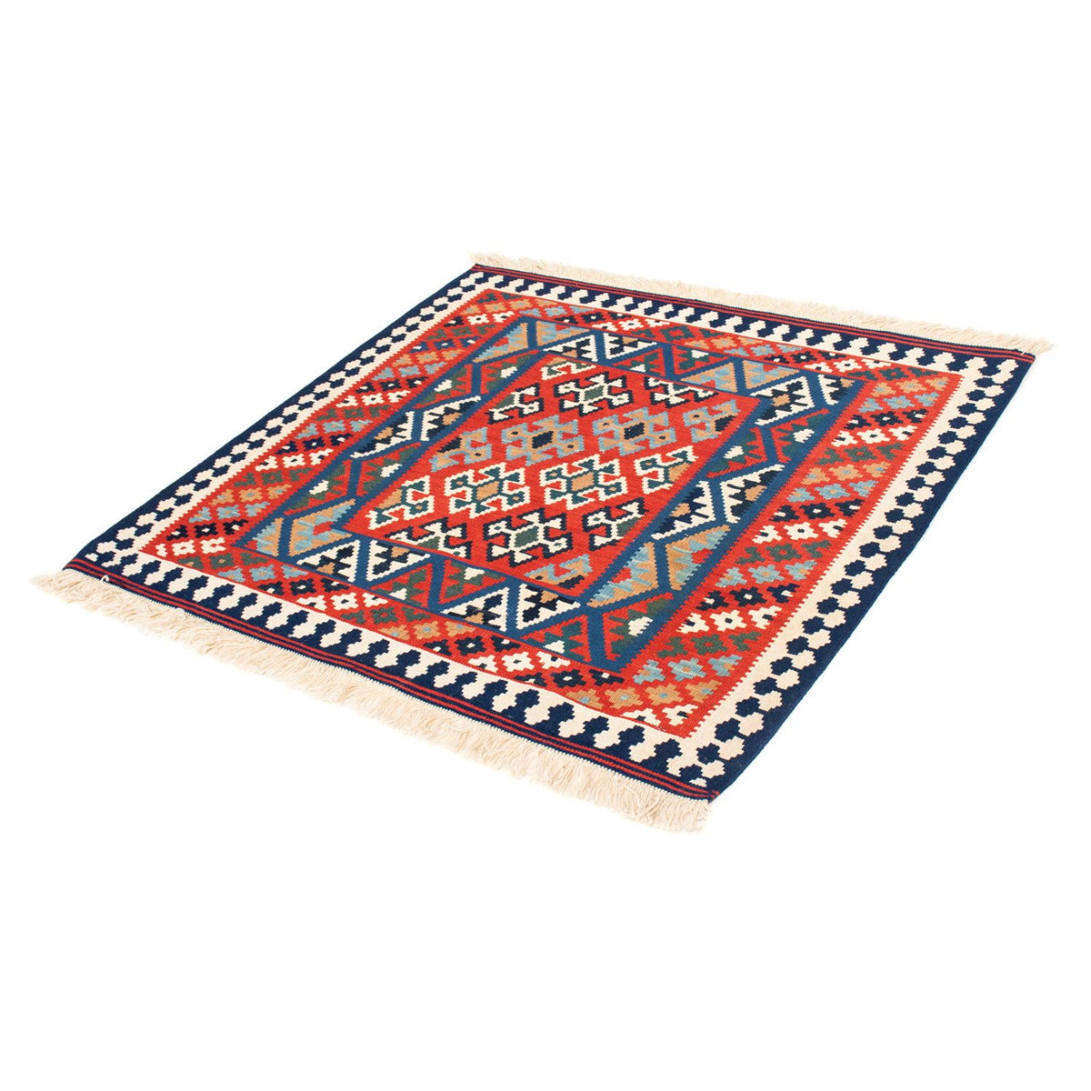 Alfombra Kelim - Oriental cuadrado  - 108 x 101 cm - rojo