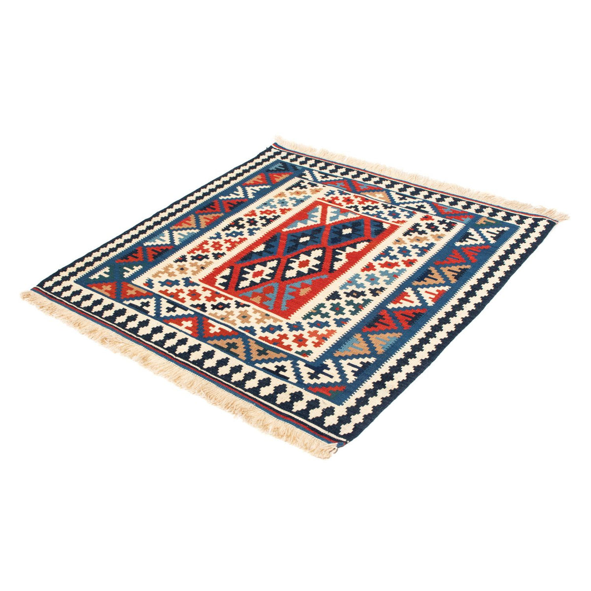 Alfombra Kelim - Oriental cuadrado  - 103 x 103 cm - azul