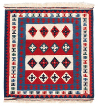 Alfombra Kelim - Oriental cuadrado  - 106 x 103 cm - azul