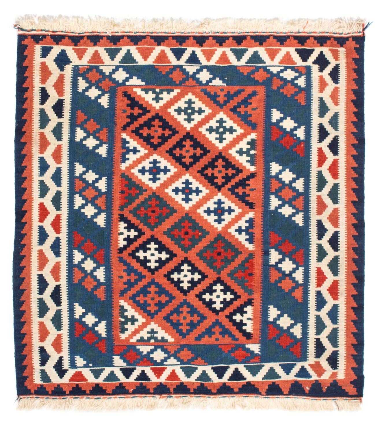 Alfombra Kelim - Oriental cuadrado  - 100 x 96 cm - azul