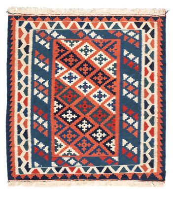 Alfombra Kelim - Oriental cuadrado  - 100 x 96 cm - azul