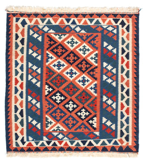 Alfombra Kelim - Oriental cuadrado  - 100 x 96 cm - azul