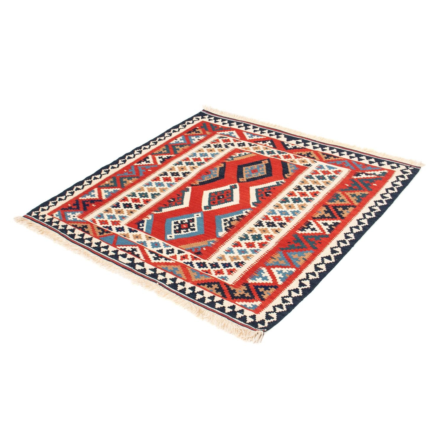 Alfombra Kelim - Oriental cuadrado  - 105 x 102 cm - rojo