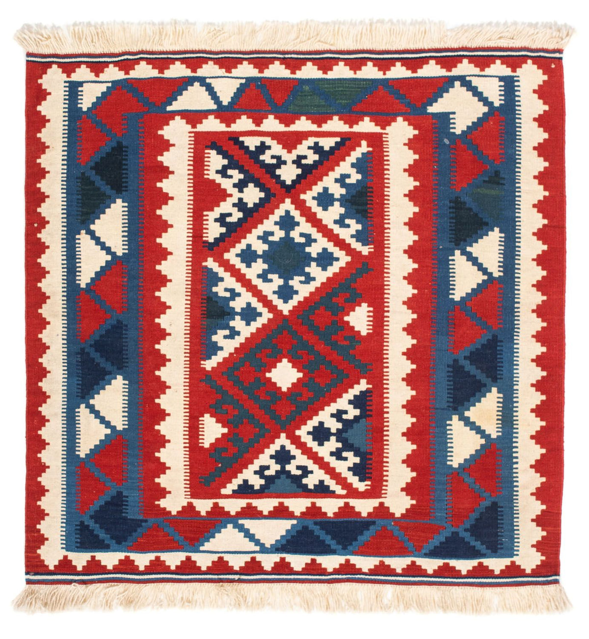 Alfombra Kelim - Oriental cuadrado  - 102 x 102 cm - rojo